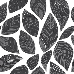 Non directional black and white leaves