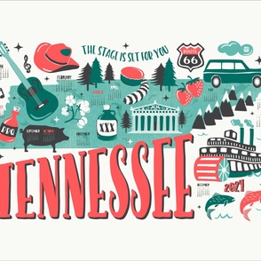 2024 Calendar Tennessee Illustrated Map 1 Yard Panel