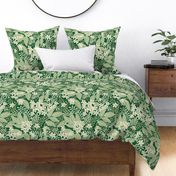 Blooming Orchard Wallpaper- Orange Blossoms- Emerald green Background- Citrus Blossoms- Spring- Calm Fresh Flowers and Leaves- Sage and Vanilla- Medium