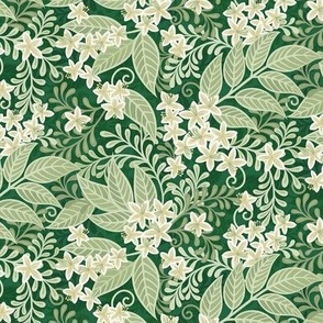 Blooming Orchard Wallpaper- Orange Blossoms- Emerald green Background- Citrus Blossoms- Spring- Calm Fresh Flowers and Leaves- Sage and Vanilla- sMini