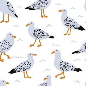 Seagulls Pattern White