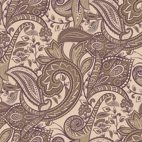 Indian Paisley Eggplant and Sand Large 
