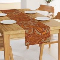 Indian Paisley Orange and Red Large