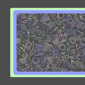 Diatoms Tea Towel - pastels on gray