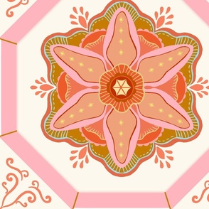 Pink Rosette Floral - big tiles