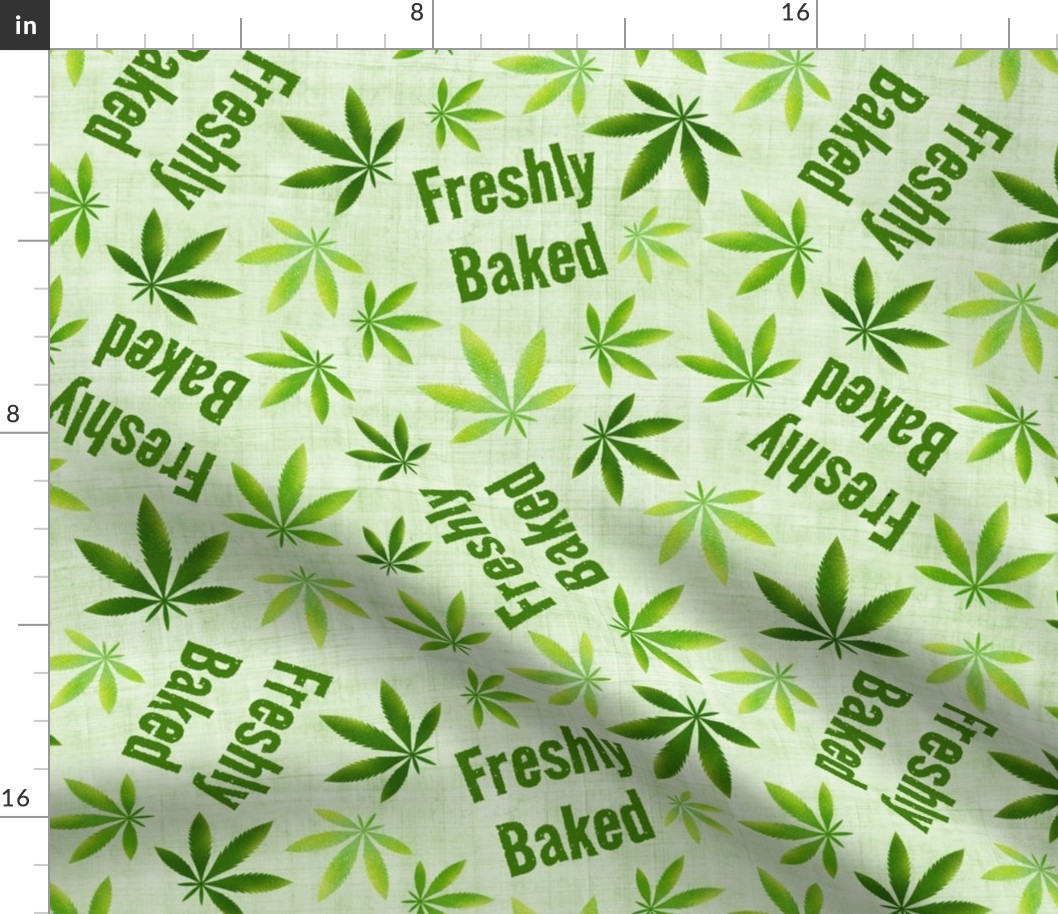 Large Scale Freshly Baked Marijuana Pot Leaves on Pale Green