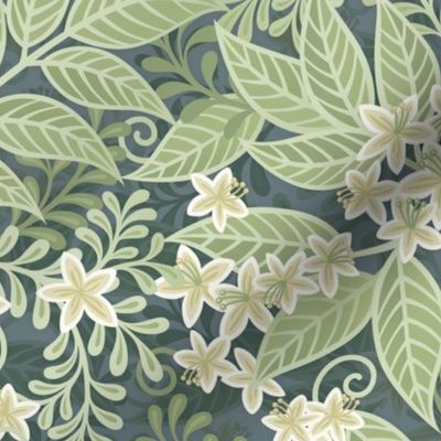 Blooming Orchard Wallpaper- Orange Blossoms- Slate Background- Citrus Blossoms- Spring- Calm Fresh Flowers and Leaves- Sage and Vanilla- Small
