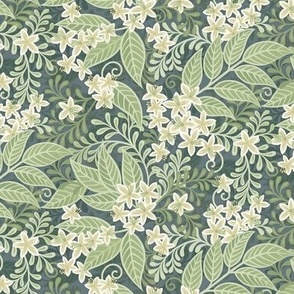 Blooming Orchard Wallpaper- Orange Blossoms- Slate Background- Citrus Blossoms- Spring- Calm Fresh Flowers and Leaves- Sage and Vanilla- sMini
