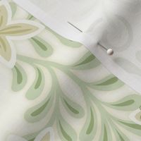 Blooming Orchard Wallpaper- Orange Blossoms- White Background- Citrus Blossoms- Spring- Calm Fresh Flowers and Leaves- Sage and Vanilla- Medium