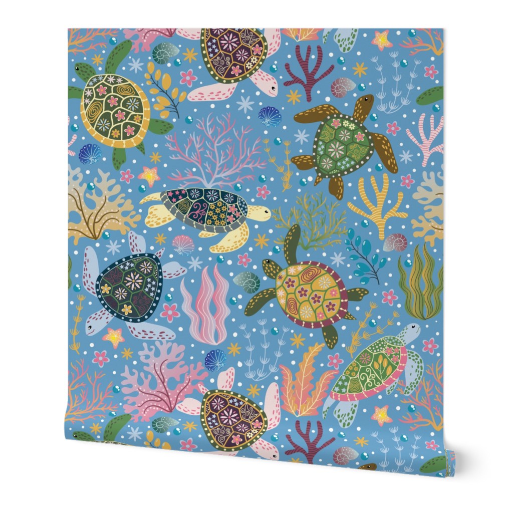 Enchanted Turtles Magical Underwater - Wallpaper | Spoonflower