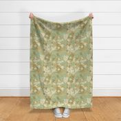 Blooming Orchard Wallpaper- Orange Blossoms- Honey Background- Citrus Blossoms- Spring- Calm Fresh Flowers and Leaves- Sage and Vanilla- Medium