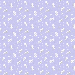 Small flowers scattered Vintage fabric in pastel lilac and white