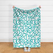 Off the Rails - Abstract Subway Map Inspired Lines - Teal on White - Large