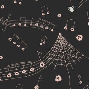 Halloween music skeleton notes spider webs dark