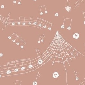 Halloween music skeleton notes spider webs burnt orange