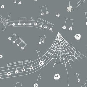 Halloween music skull notes spider webs green sheet music