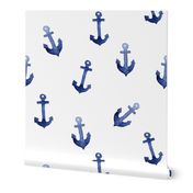 Anchors Away Large | Blue Watercolor Nautical Design