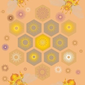 Honeycomb Yellow and Orange Geometric Pattern for Home Decor Art Print by  The Happy Salad
