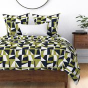 Abstract Checkered Squares - Chartreuse Green