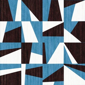 Abstract Checkered Squares - Denim Blue