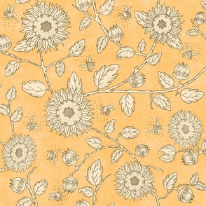 French trailing floral // Buttery yellow