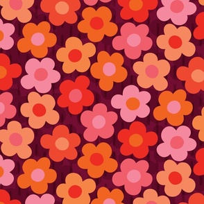 Flowerfull on Plum (happy boho retro floral pattern)