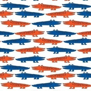 alligators fabric - florida gator blue and orange gators 4in