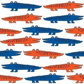 alligators fabric - florida gator blue and orange gators 6in