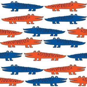 alligators fabric - florida gator blue and orange gators 10in