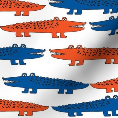 alligators fabric - florida gator blue and orange gators 12in