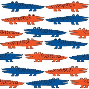 alligators fabric - florida gator blue and orange gators 12in