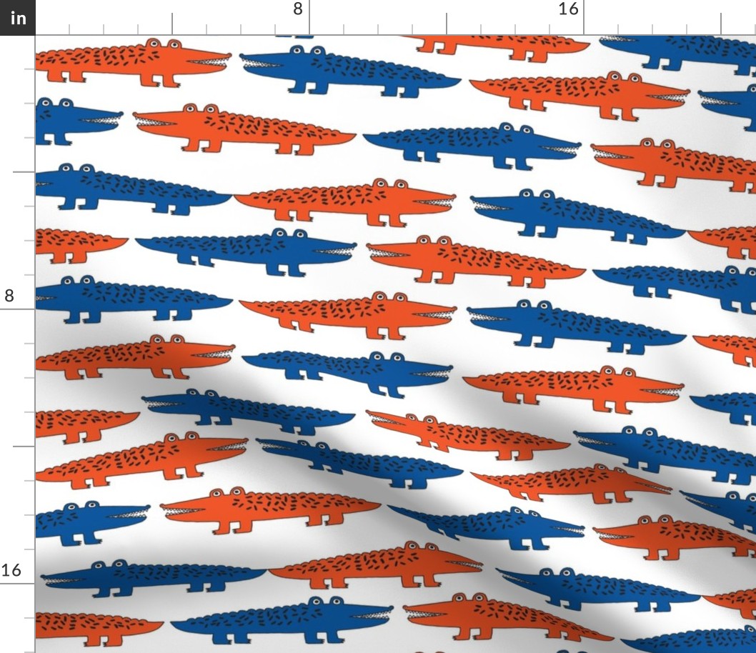 alligators fabric - florida gator blue and orange gators 12in