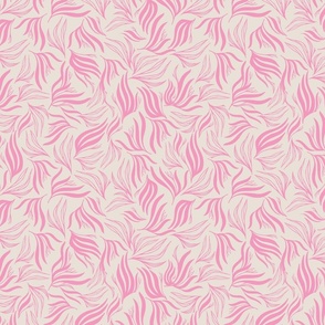 LARGE: Flowing Foliage: Abstract Long Leaf / Pink & Cream