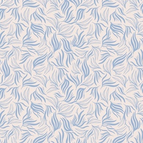 LARGE: Flowing Foliage: Abstract Long Leaf / Light Blue & Cream