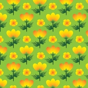 bright yellow bloom green background coordinate