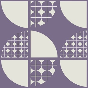  Modern Geometric Shapes Tiles Purple Plum Cream Latte - Jumbo Wallpaper Bedding