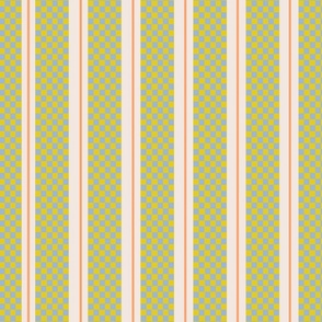 LARGE: Yellow and Green Checkerboard and Lines
