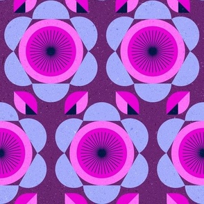 Large scale • 70s floral vibe  - pink and purple - african print