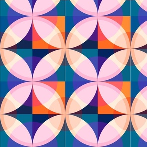 Vibrant geometric pattern with orange, blue and pink elements (large wallpaper jumbo size version)