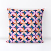 Vibrant geometric pattern with orange, blue and pink elements (small size version)