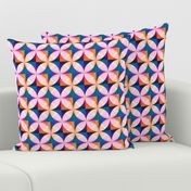 Vibrant geometric pattern with orange, blue and pink elements (small size version)