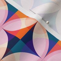 Vibrant geometric pattern with orange, blue and pink elements (small size version)