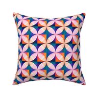 Vibrant geometric pattern with orange, blue and pink elements (small size version)