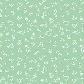 Boho love garden - hearts shaped messy scandinavian minimalist style valentine design white on mint green 