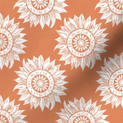 white sunflowers on peach | small