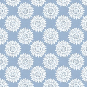white sunflowers on sky blue | small