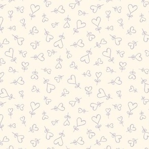 Boho love garden - hearts shaped messy scandinavian minimalist style valentine design lilac on soft powder yellow 
