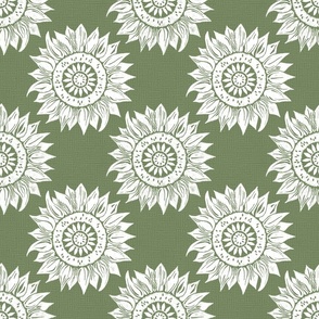 white sunflowers on sage | medium