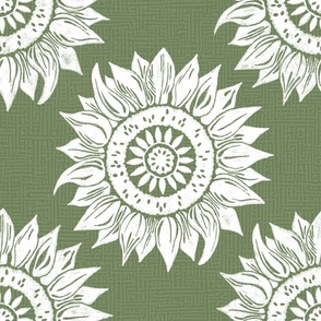 white sunflowers on sage | large