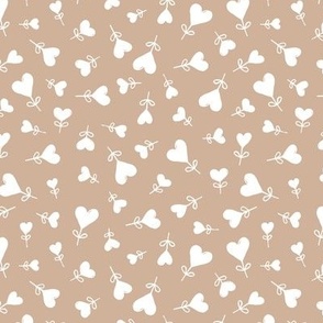 Boho love garden - solid hearts shaped messy scandinavian minimalist style valentine design white on latte beige 
